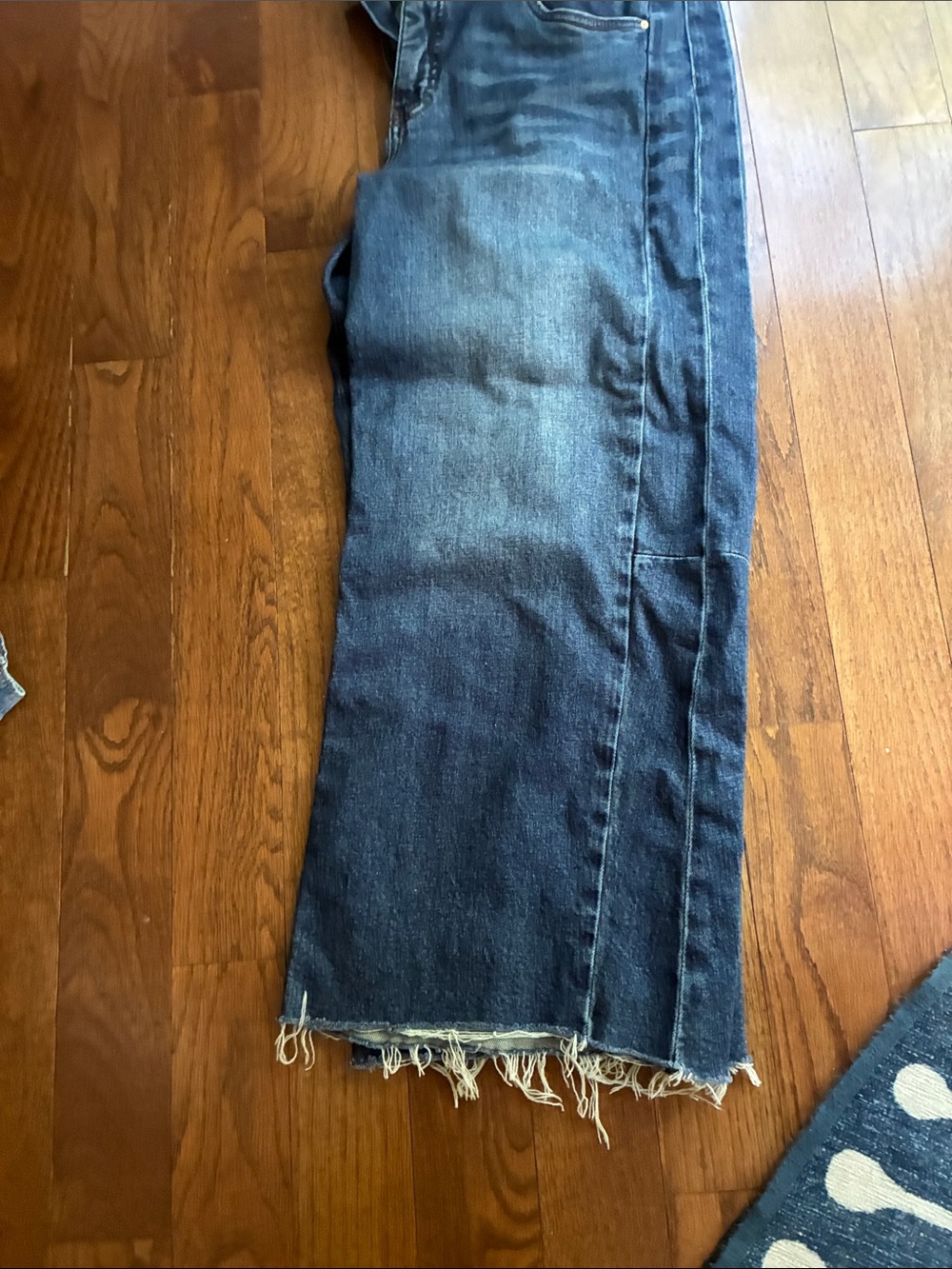 Kut from the Kloth Dark Blue Wide Leg Jeans with Raw Hem